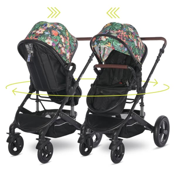 Lorelli Boston - 2-i-1 multifunktionell barnvagn | Tropisk blomma