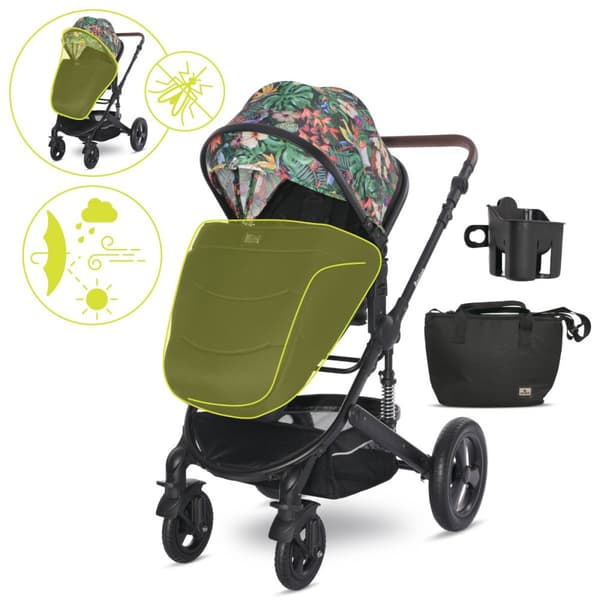 Lorelli Boston - 2-i-1 multifunktionell barnvagn | Tropisk blomma