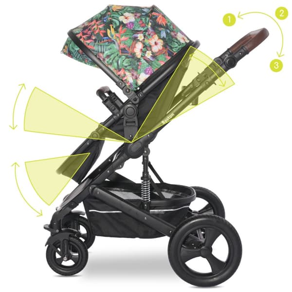 Lorelli Boston - 2-i-1 multifunktionell barnvagn | Tropisk blomma