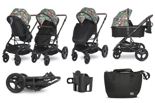 Lorelli Boston - 2-i-1 multifunktionell barnvagn | Tropisk blomma