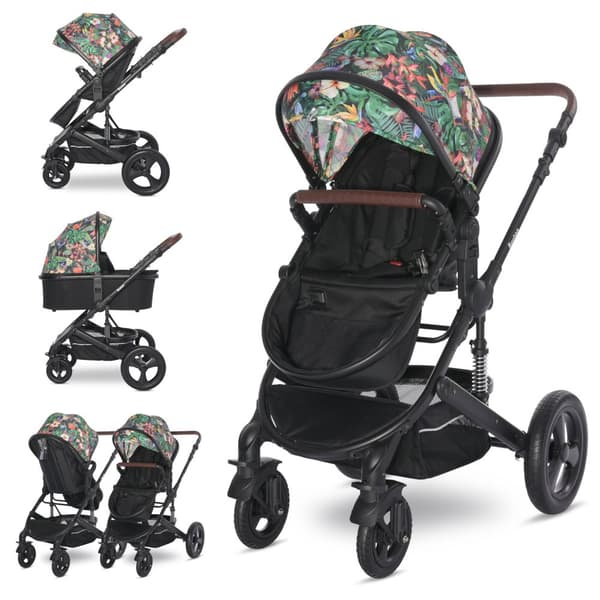 Lorelli Boston - 2-i-1 multifunktionell barnvagn | Tropisk blomma