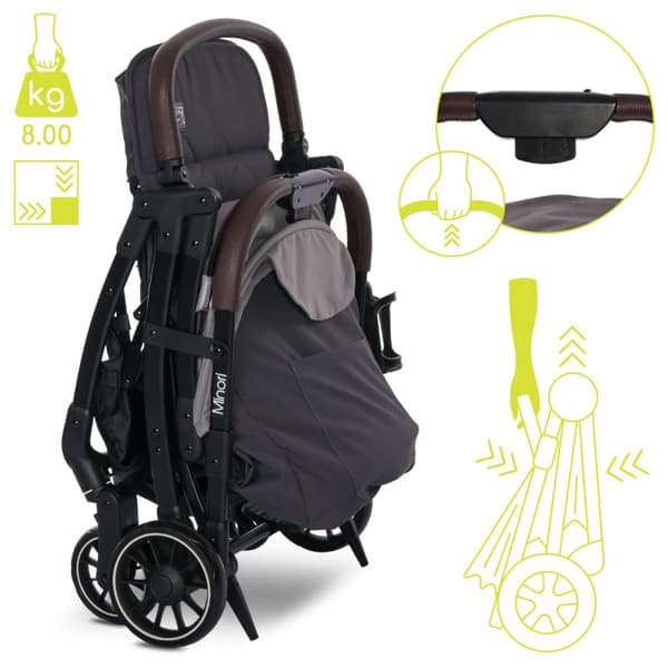 Lorelli Minori - automatiskt hopfällbar barnvagn upp till 22 kg | Grå