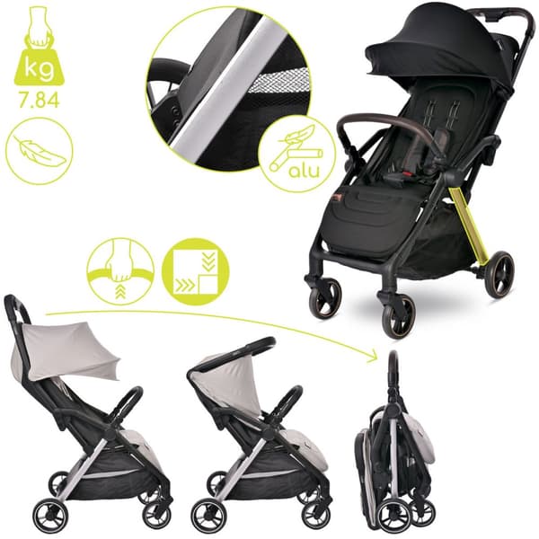 Lorelli Loret - automatisk foldbar klapvogn op til 22 kg | Sort
