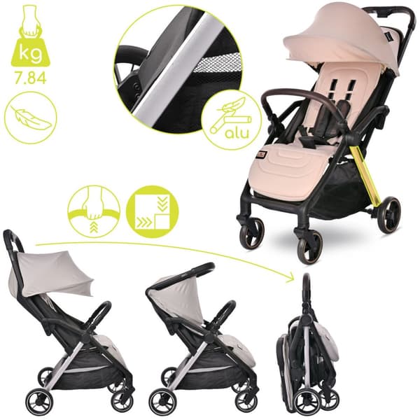 Lorelli Loret - automatiskt hopfällbar barnvagn upp till 22 kg | Beige