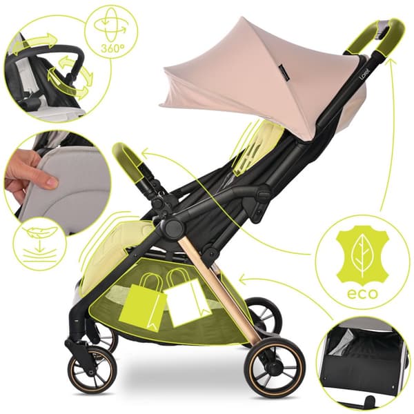 Lorelli Loret - automatiskt hopfällbar barnvagn upp till 22 kg | Beige