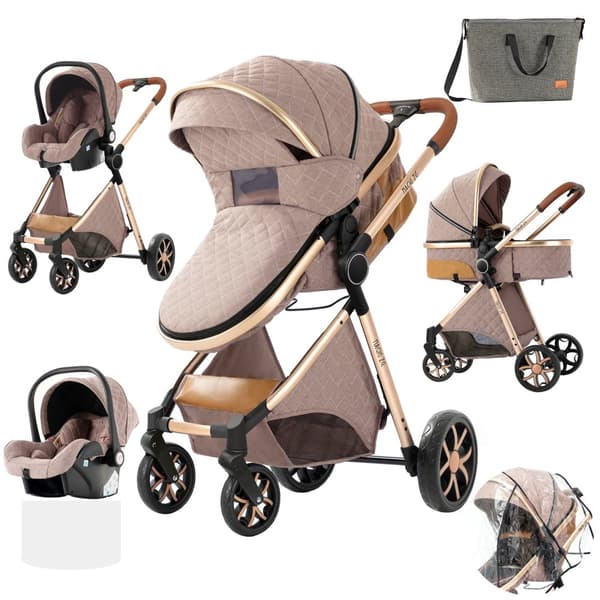 Luksusvauva-vaunu, taitettava muotoilu, 3-in-1 järjestelmä,XV9-KHAKI