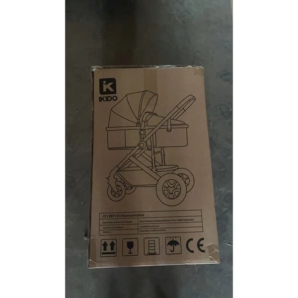 K IKIDO Barnvagn, fällbar barnvagn - Längd 82 cm, bredd 37 cm - 5-punkts säkerhetsbälte - belastad 53 kg - svart