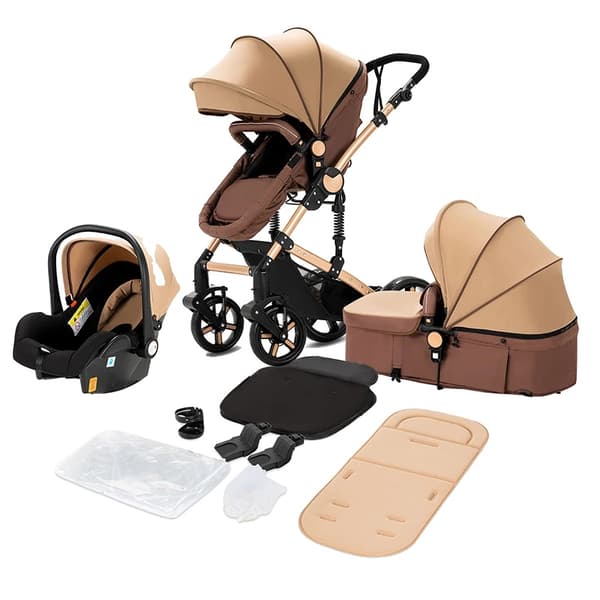 Vauvanvaunut, 3-in-1-malli, kannettava ja taitettava, 588-Khaki
