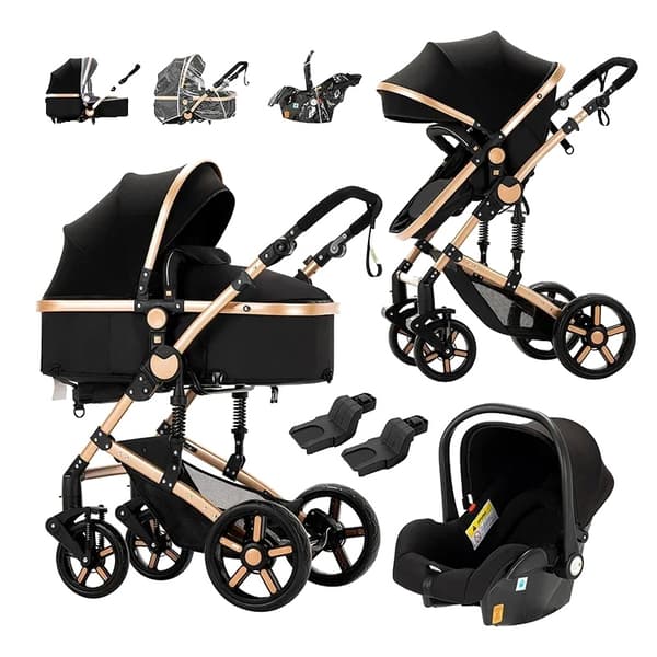 Vauvanvaunut, 3-in-1-malli, korkean maiseman ominaisuus, 588-BLACKGOLD