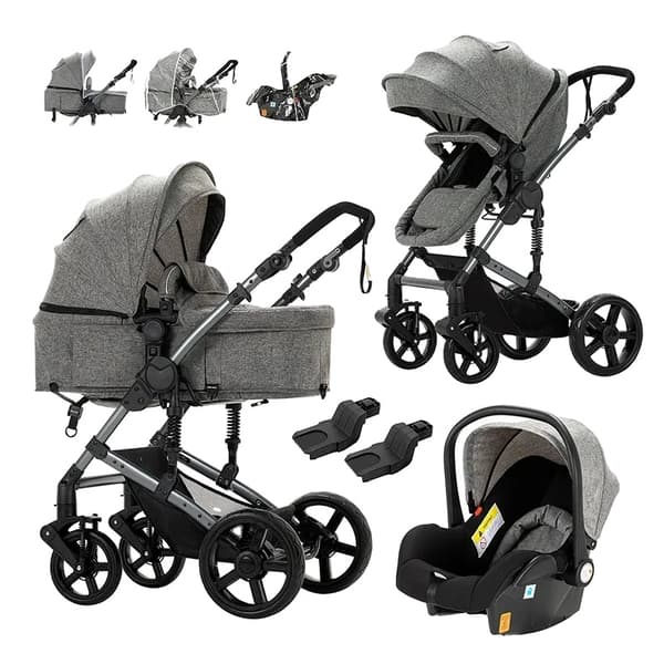 Vauvanvaunut, 3-in-1-malli, korkean maiseman ominaisuus, 588-Harmaa