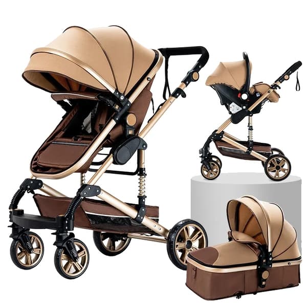 Barnvagn, 3-i-1-design, hög landskap, XR001-BEIGE
