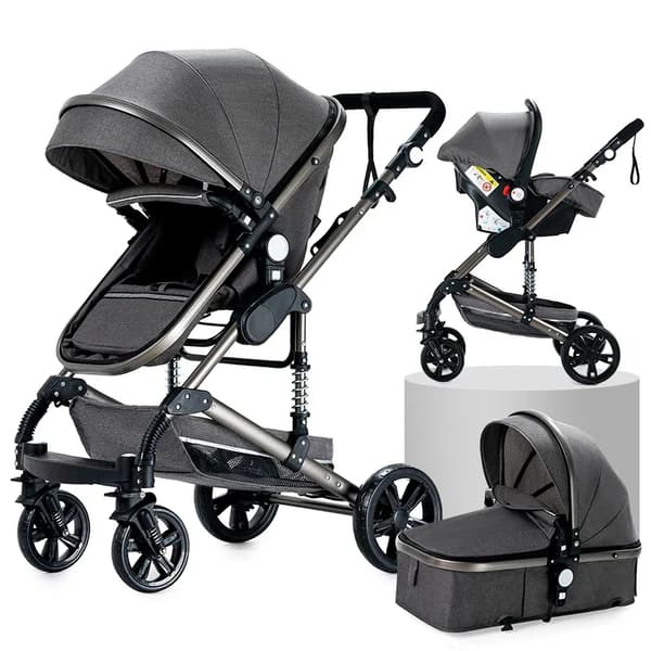 Barnvagn, 3-i-1-design, hög landskapsfunktion, XR002-GREY