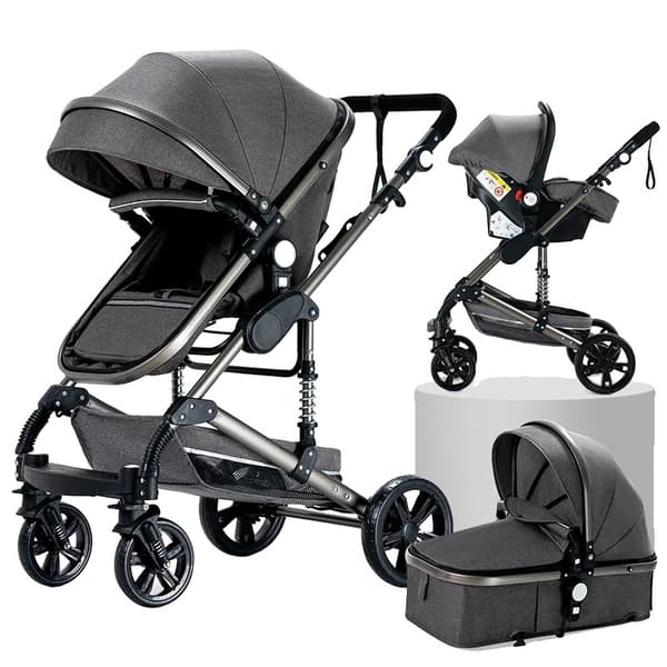 Barnvagn, 3-i-1-design, lättviktig och hopfällbar, XR002-GREY