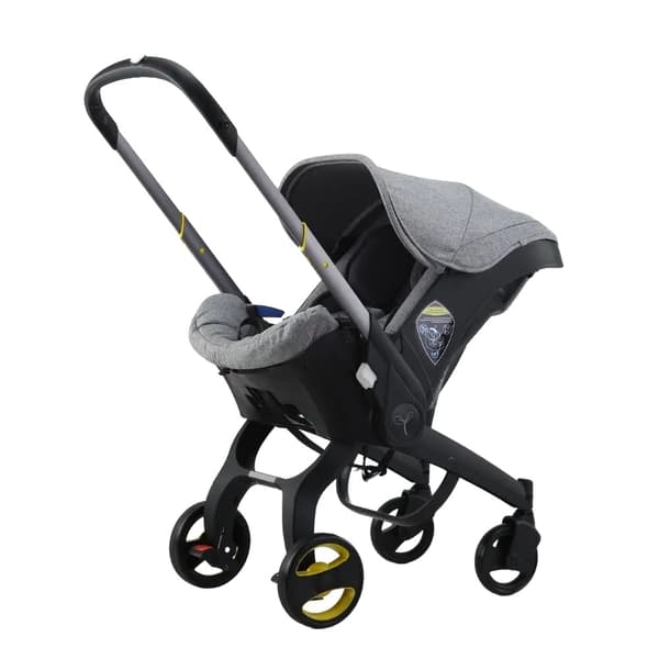 Lyxig Barnvagn, Rostfritt Stål Material, Fällbar Design,Grå