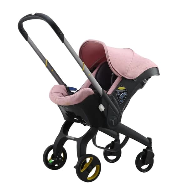 Lyxig Barnvagn, Rostfritt Stål Material, Fällbar Design,Rosa