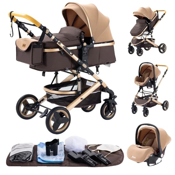Luksusvauva-vaunu, 3-in-1-toiminnallisuus, helppo taittaa,530 khaki