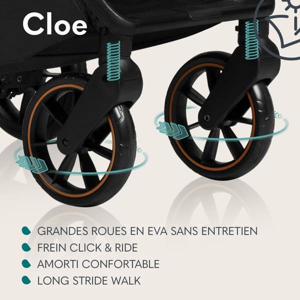 LIONELO Cloe kompakt barnvagn - Upp till 22 Kg - Lätt & hopfällbart system - Stora hjul - Grön