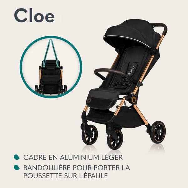 LIONELO Cloe kompakt barnvagn - Upp till 22 Kg - Lätt & hopfällbart system - Stora hjul - Grön