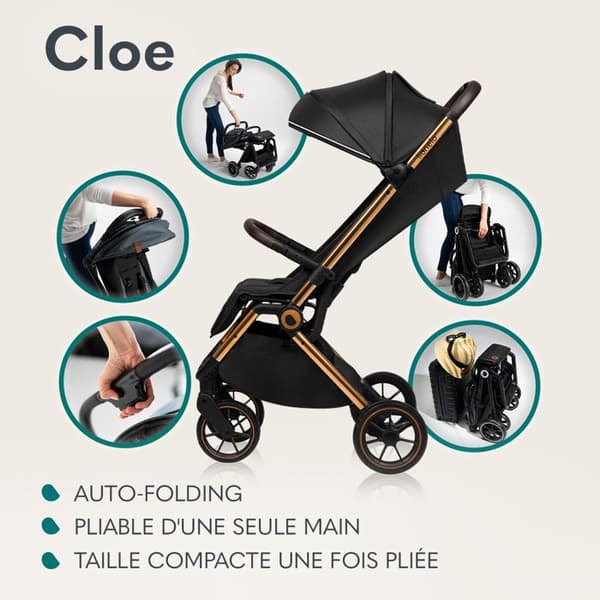 LIONELO Cloe kompakt barnvagn - Upp till 22 Kg - Lätt & hopfällbart system - Stora hjul - Grön