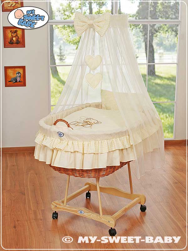 Babykorg Björn med himmel med rosett - Beige