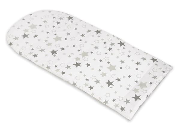 Babynest - vauvanpesä - 0-8kk - 100% puuvillaa - 82x54cm - valkoinen/harmaa tähdet harmaalla - valkoinen/harmaa tähdet valkoisella