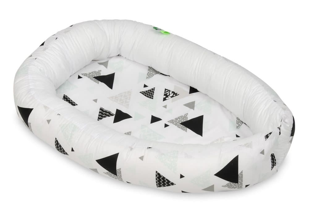 Babynest - babynest - 0-8 månader - 100% bomull - 82x54cm - minttrianglar - vit
