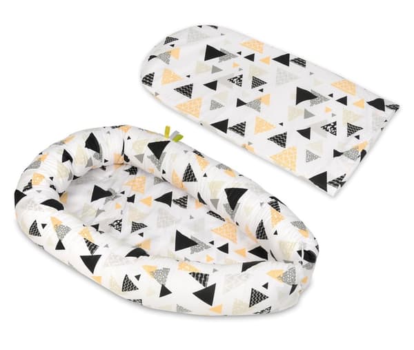 Babynest - babynest - 0-8 månader - 100% bomull - 82x54cm - gula trianglar