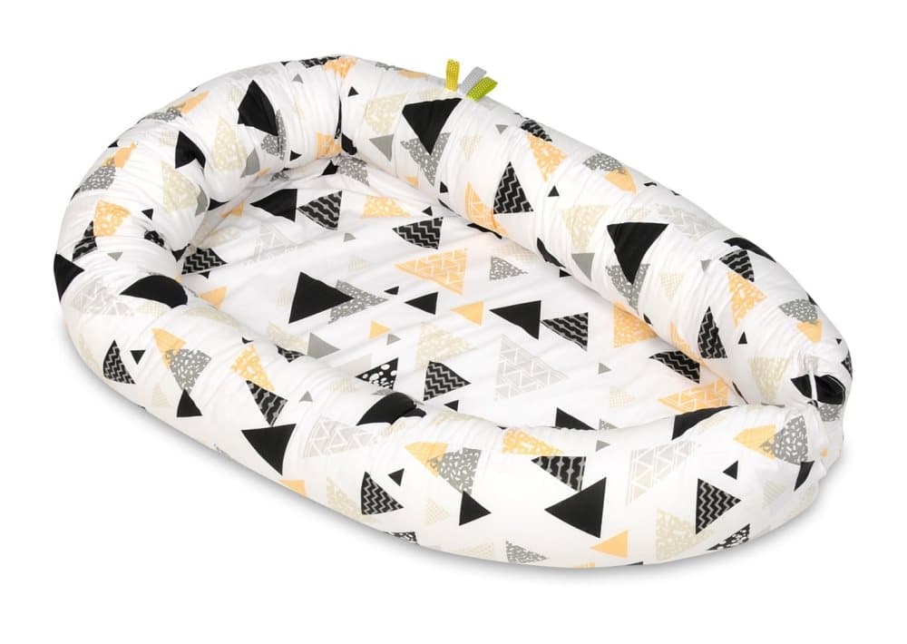 Babynest - babynest - 0-8 månader - 100% bomull - 82x54cm - gula trianglar