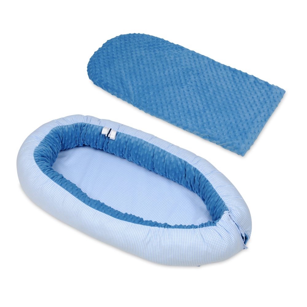 Babynest - babynest - 0-8 månader - 82x54cm - blårutig - blå