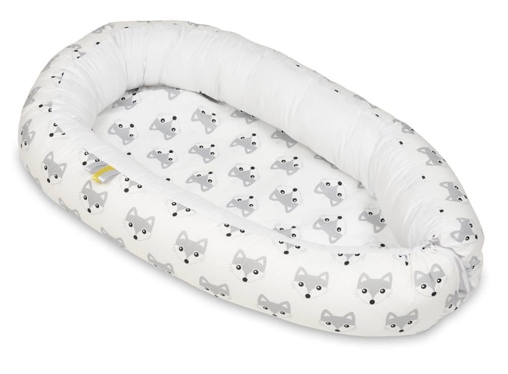 Babynest - babynest - 0-8 månader - 100% bomull - 82x54cm - rävar - vit