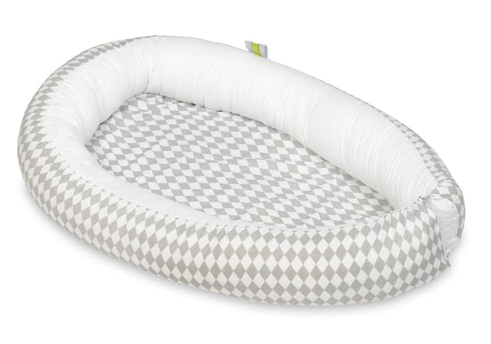 Babynest - babynest - 0-8 månader - 100% bomull - 82x54cm - vit/grå diamant - vit