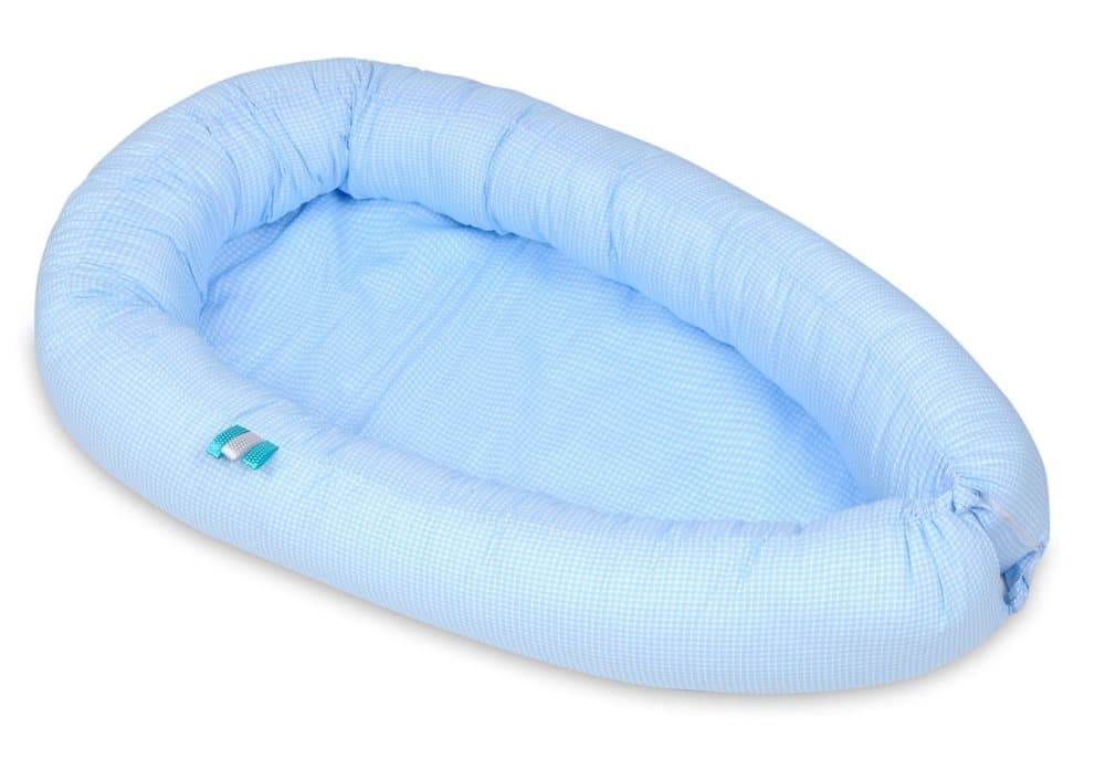 Babynest - babynest - 0-8 månader - 100% bomull - 82x54cm - blårutig