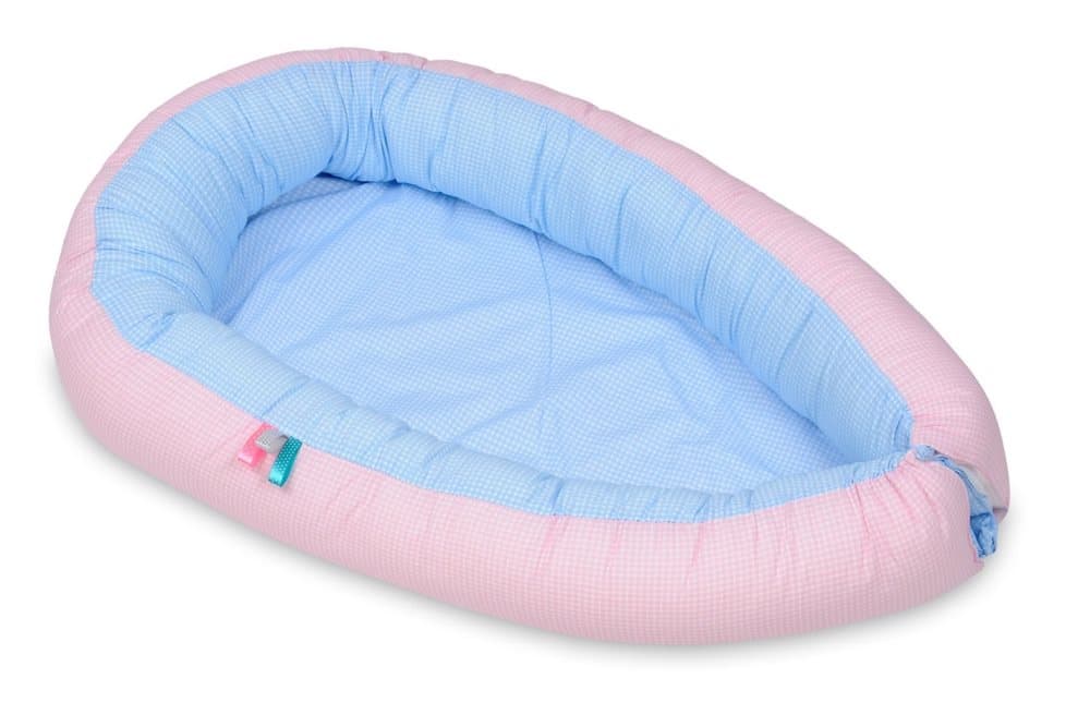 Babynest - babynest - 0-8 månader - 100% bomull - 82x54cm - blårutig - rosarutig