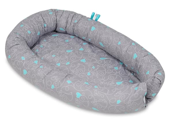 Babynest - babynest - 0-8 månader - 100% bomull - 82x54cm - katter och hjärtan