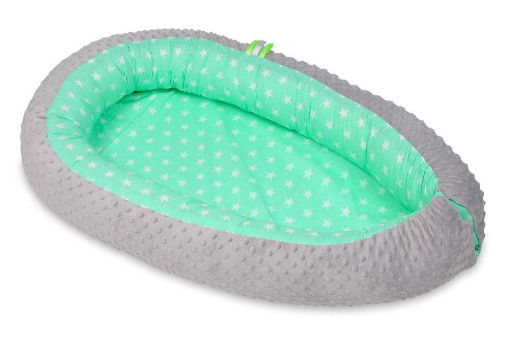 Babynest - babynest - 0-8 månader - 82x54cm - vita startar - mint - grå