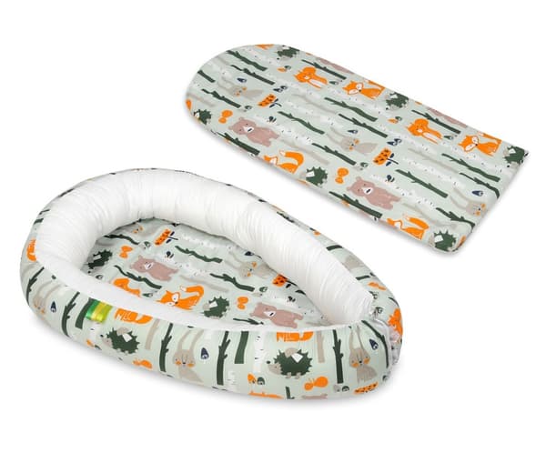Vauvanpesä - vauvanpesä - 0-8kk - 100% puuvillaa - 82x54cm - eläimet - valkoinen