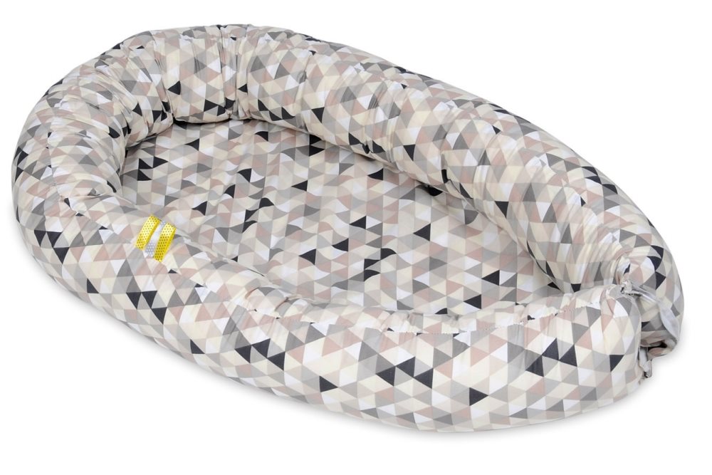 Babynest - babynest - 0-8 månader - 100% bomull - 82x54cm - beige trianglar