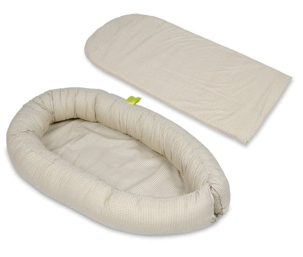Vikingchoice Beige Rutig Babynest - 100% Bomull, Bärbar & Tvättbar för Nyfödda