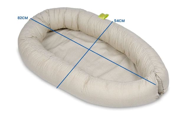 Vikingchoice Kannettava vauvapesä - Beige ruudullinen, 100% puuvilla, Matkavalmis vauvoille 0-8 kk