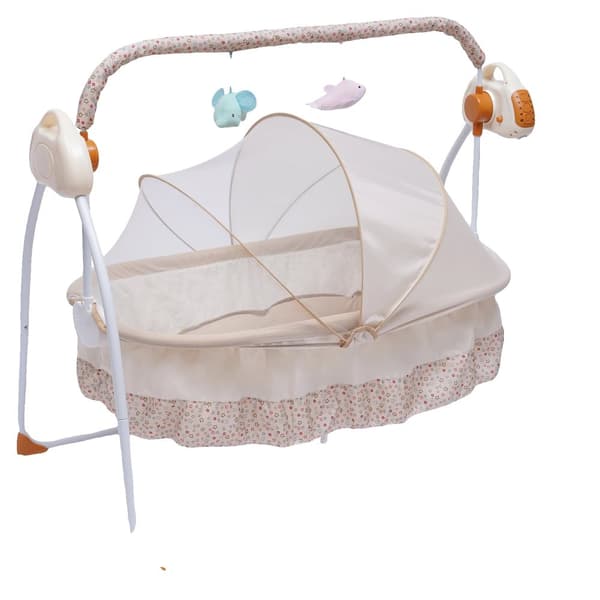 Elektrisk Babykrybbe, 5 Justerbara Hastigheter, Fjärrkontrollsdrift,Mörk kaki