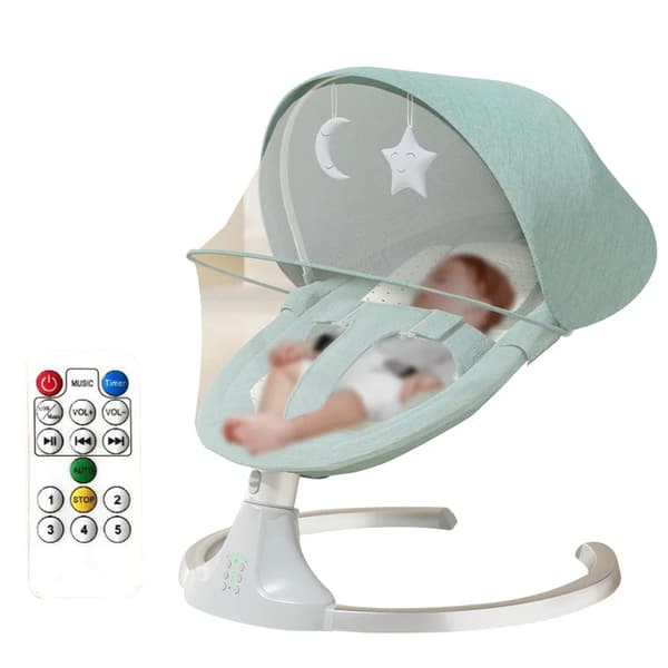 Elektrisk Babyvugge, 10 kg Belastningsevne, Justerbare Svingvinkler,Grøn