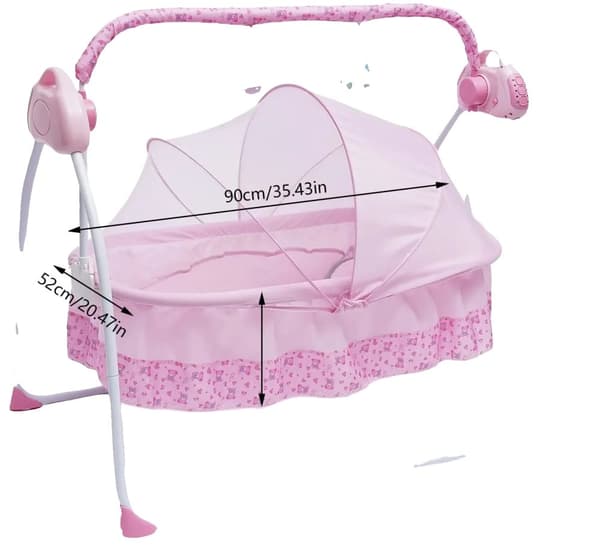 Baby Elektrisk Vagga, 5 Hastighetskontroll, Säker ABS Material,Rosa