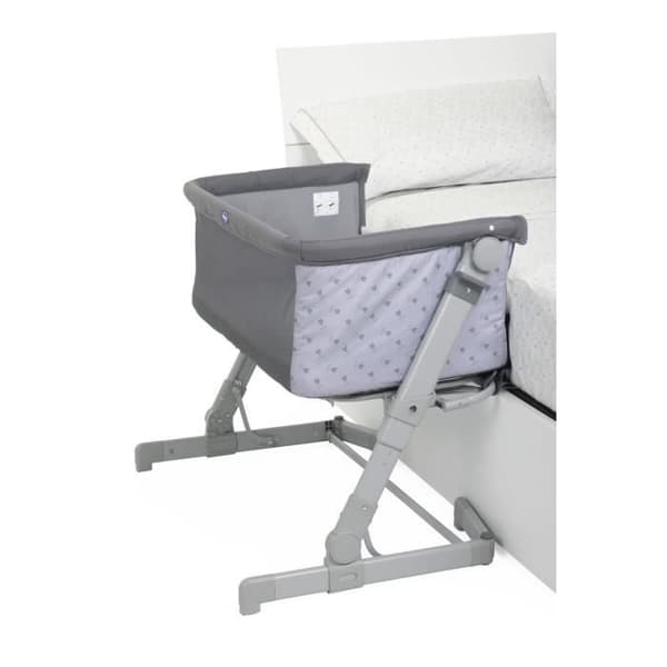 CHICCO Next2Me GO Co-Sleeping Crib - Kompakt - Hopfällbar - Liggbar - 6 Höjdnivåer - Mörkgrå