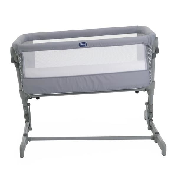 CHICCO Next2Me GO Co-Sleeping Spjälsäng - Kompakt - Hopfällbar - Liggbar - 6 Höjdnivåer - Ljusgrå