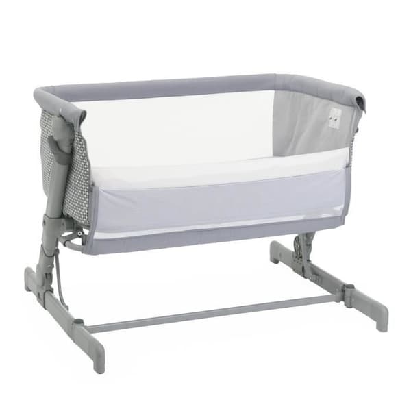 CHICCO Next2Me GO Co-Sleeping Spjälsäng - Kompakt - Hopfällbar - Liggbar - 6 Höjdnivåer - Ljusgrå