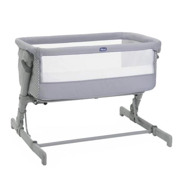 CHICCO Next2Me GO Co-Sleeping Spjälsäng - Kompakt - Hopfällbar - Liggbar - 6 Höjdnivåer - Ljusgrå
