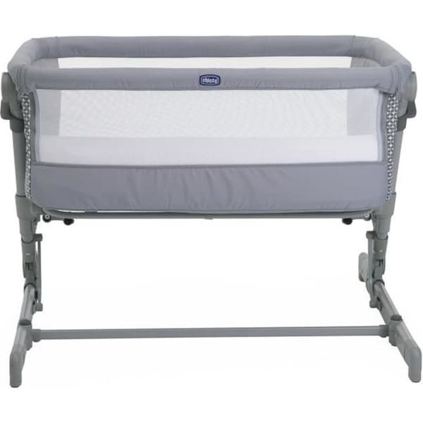 CHICCO Next2Me GO Co-Sleeping Spjälsäng - Kompakt - Hopfällbar - Liggbar - 6 Höjdnivåer - Ljusgrå