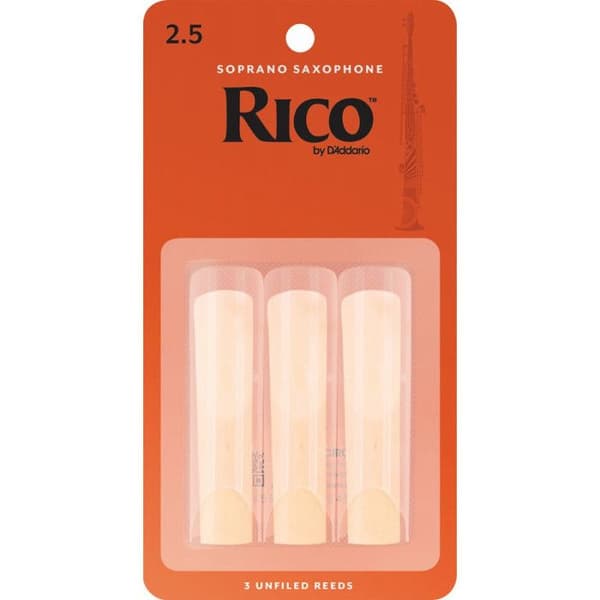 Rico Set med 3 Sopran Saxophone Reeds Strength 2.5