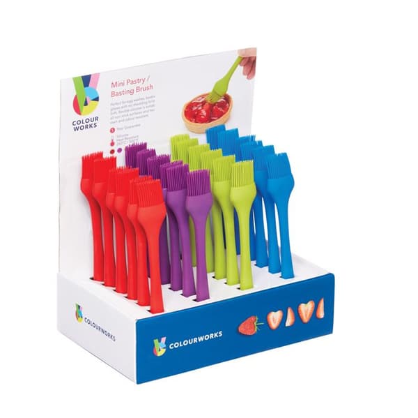 Colourworks Display med 24 mini-silikonbakpenslar i matchande färger