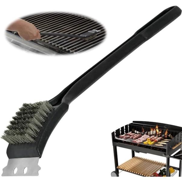 Grillborste, Gallerborste, Rengöringsborste för grill, BBQ Underhållstillbehör, Skrapa, Spatel, Borste med Hårda Strån